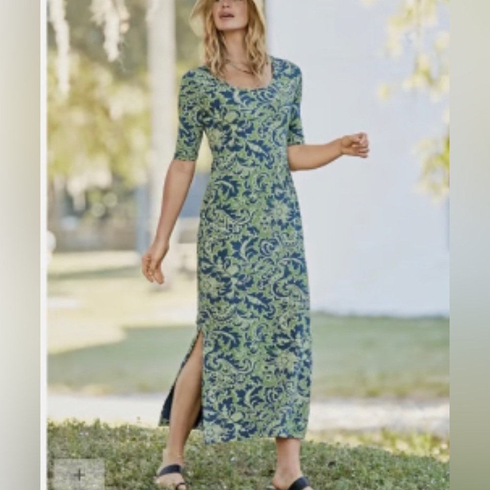 Peruvian Connection Blue and Green Maxi Dress